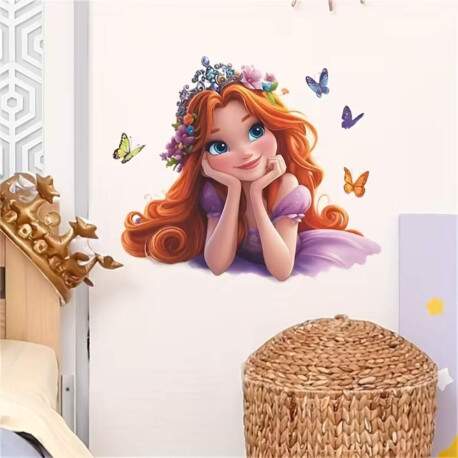 Adesivo de Parede Princesa Encantada com Borboletas