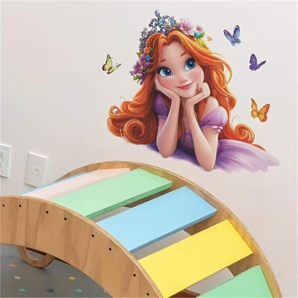 Adesivo de Parede Princesa Encantada com Borboletas