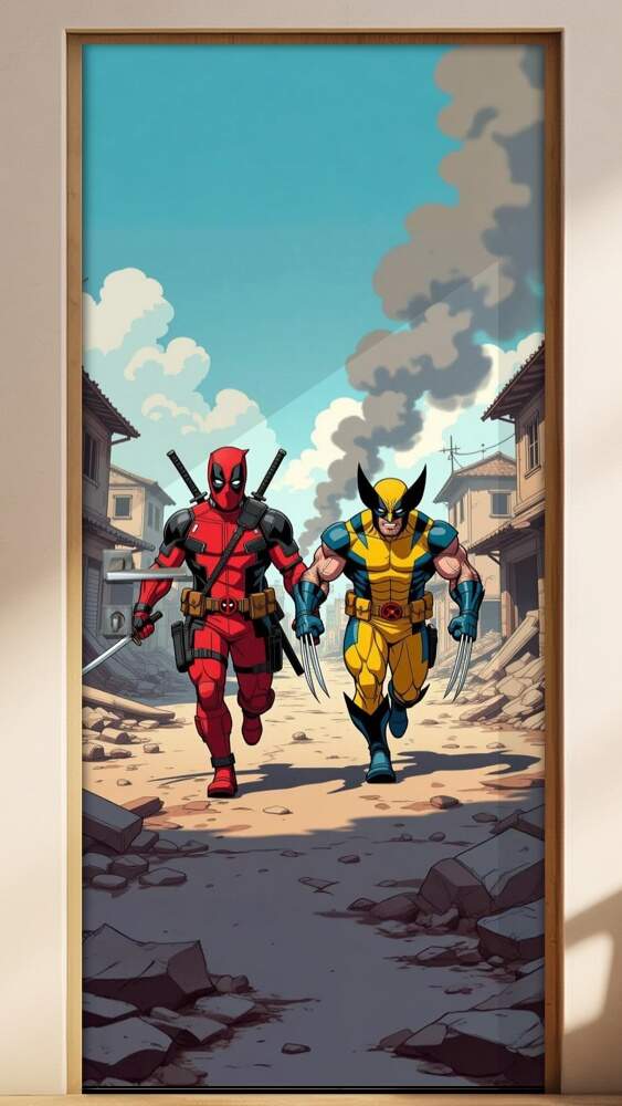 Adesivo de Porta Deadpool & Wolverine