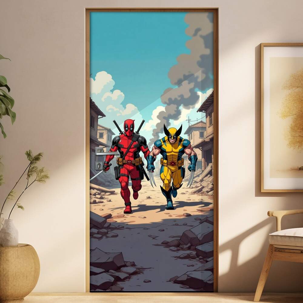 Adesivo de Porta Deadpool & Wolverine