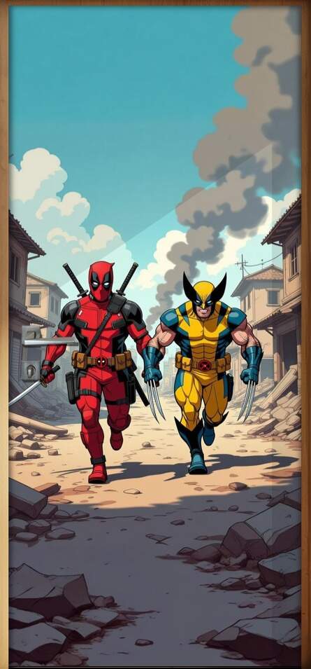 Adesivo de Porta Deadpool & Wolverine