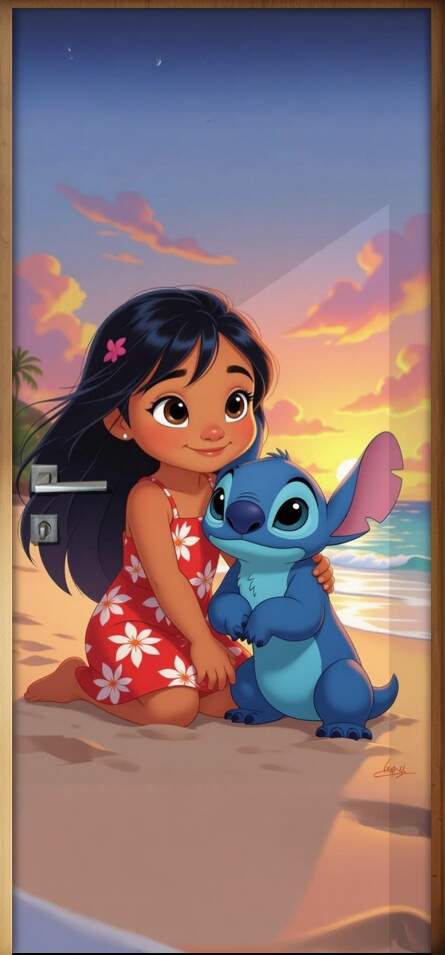 Adesivo de Porta Lilo & Stitch