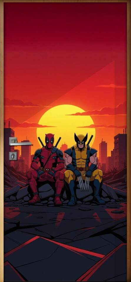 Adesivo de Porta Deadpool & Wolverine
