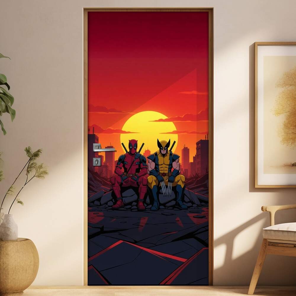 Adesivo de Porta Deadpool & Wolverine