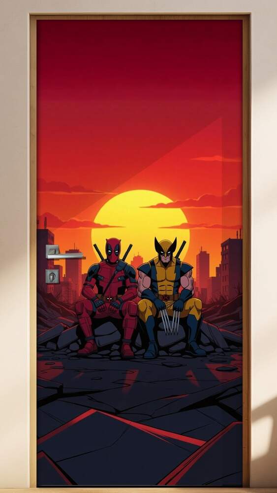 Adesivo de Porta Deadpool & Wolverine