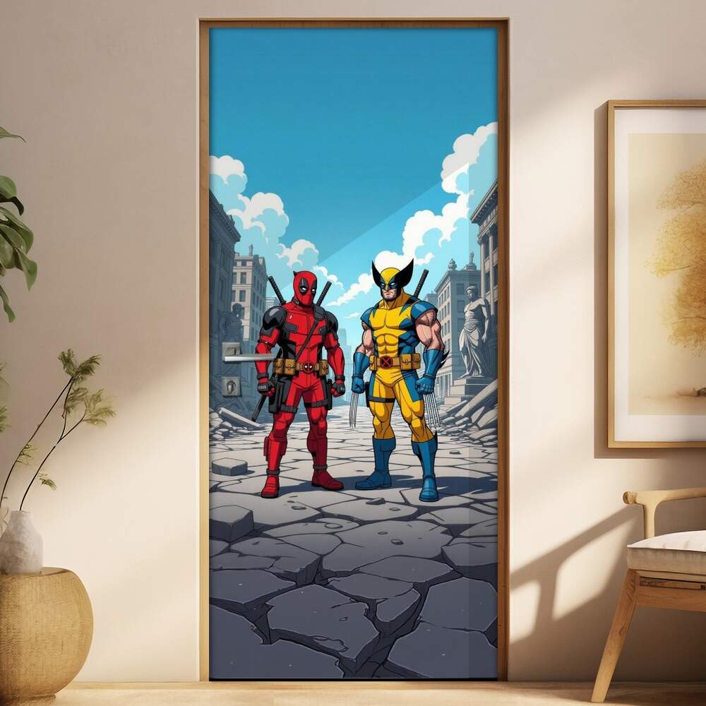 Adesivo de Porta Deadpool & Wolverine