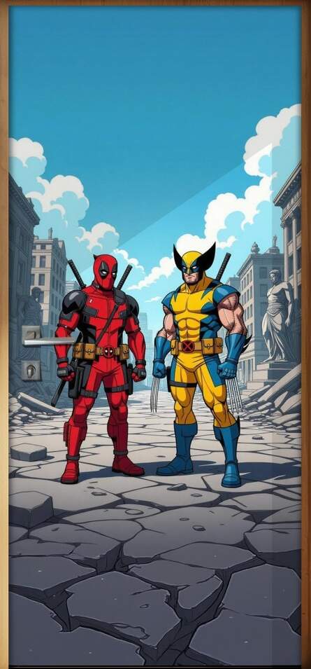 Adesivo de Porta Deadpool & Wolverine