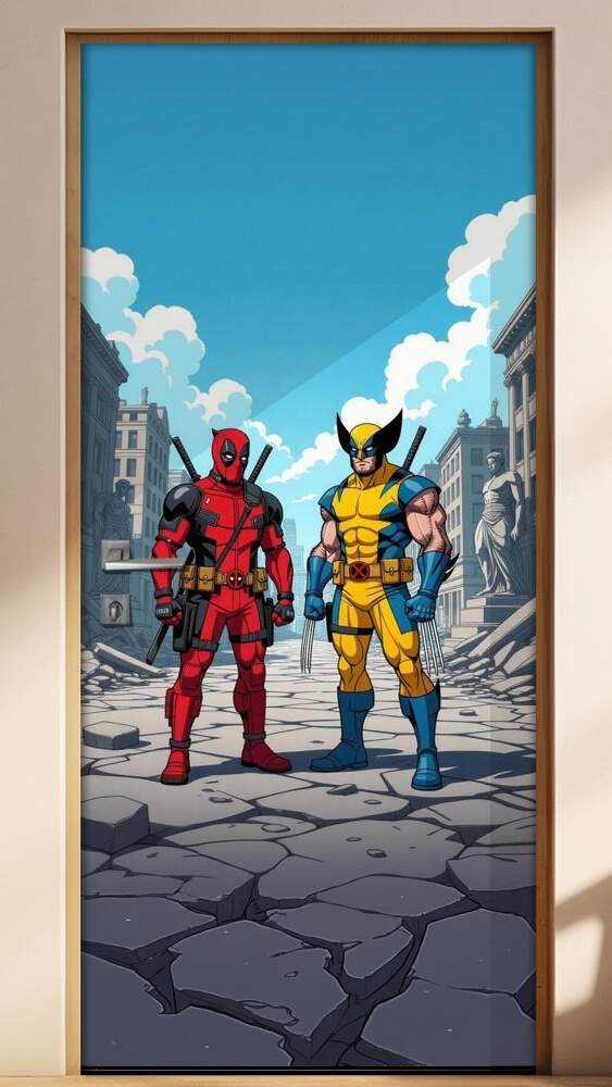 Adesivo de Porta Deadpool & Wolverine