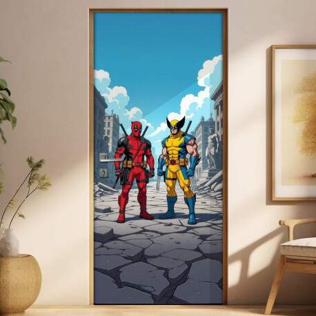 Adesivo de Porta Deadpool & Wolverine