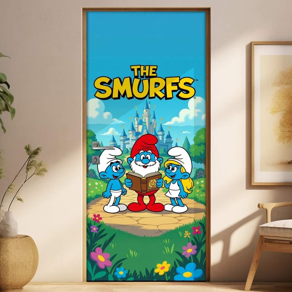 Adesivo de Porta Os Smurfs
