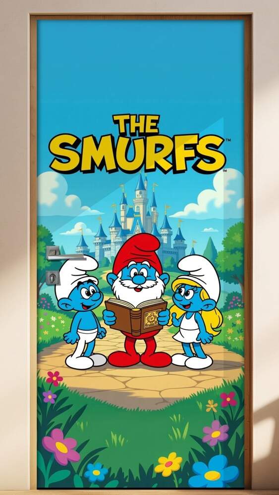 Adesivo de Porta Os Smurfs