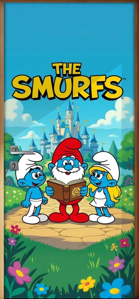 Adesivo de Porta Os Smurfs