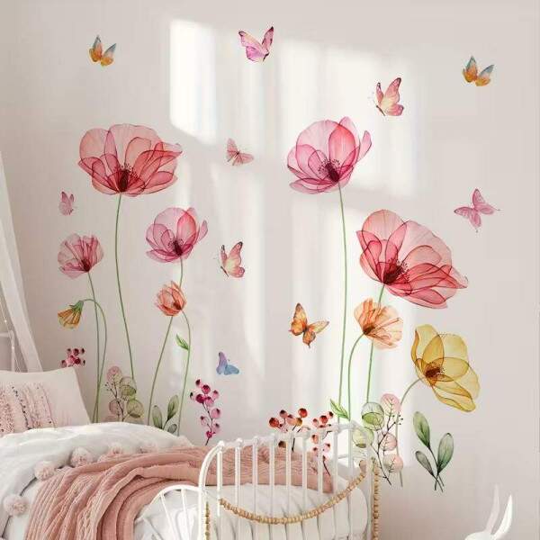 Adesivo de Parede Borboletas e Flores Encantadas