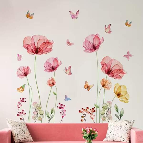 Adesivo de Parede Borboletas e Flores Encantadas