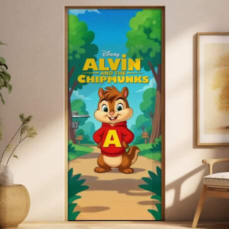 Adesivo de Porta Alvin e os Esquilos