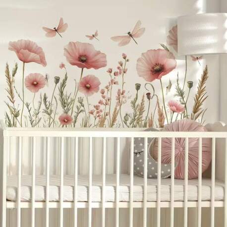Adesivo de Parede Floral Liblulas e Flores