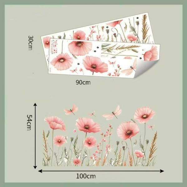 Adesivo de Parede Floral Liblulas e Flores