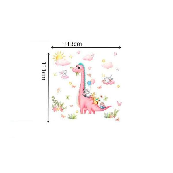 Adesivo de Parede Dinossauro Rosa e Amigos