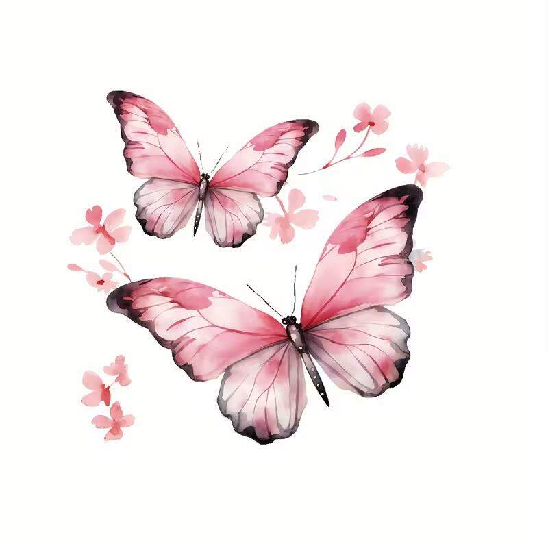 Adesivo de Parede Floral com Borboletas Rosas