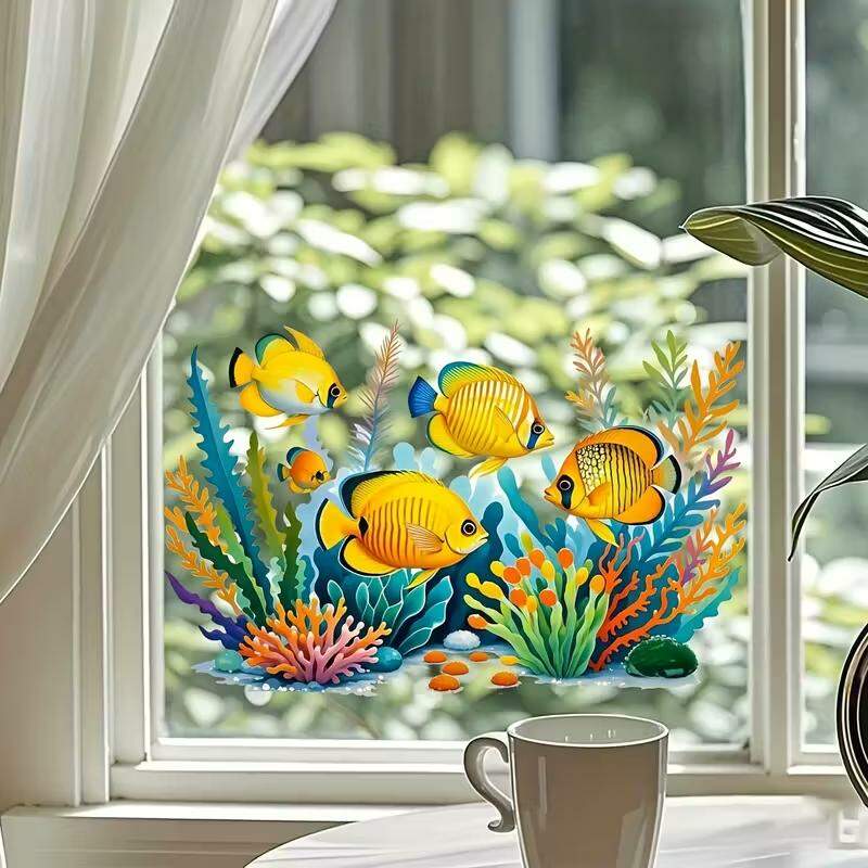 Adesivo de Parede Subaqu�tico com Peixes Coloridos