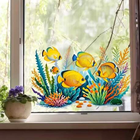 Adesivo de Parede Subaqutico com Peixes Coloridos