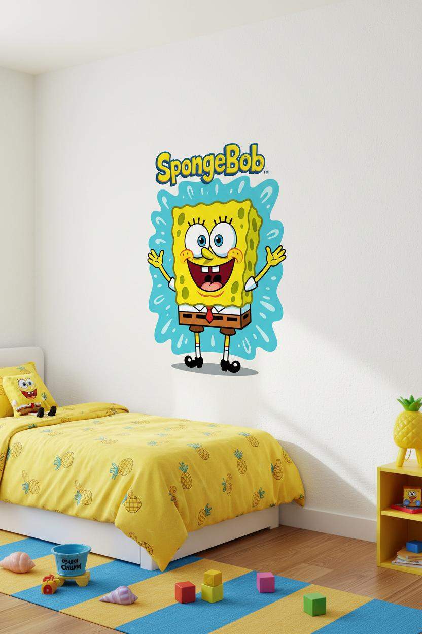 Adesivo de Parede Bob Esponja Divers�o Colorida