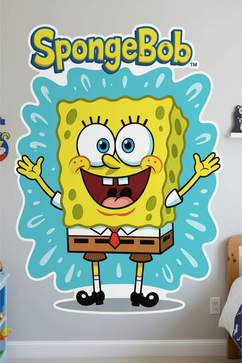 Adesivo de Parede Bob Esponja Divers�o Colorida