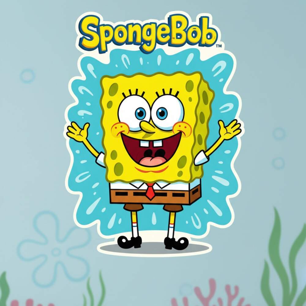 Adesivo de Parede Bob Esponja Diverso Colorida
