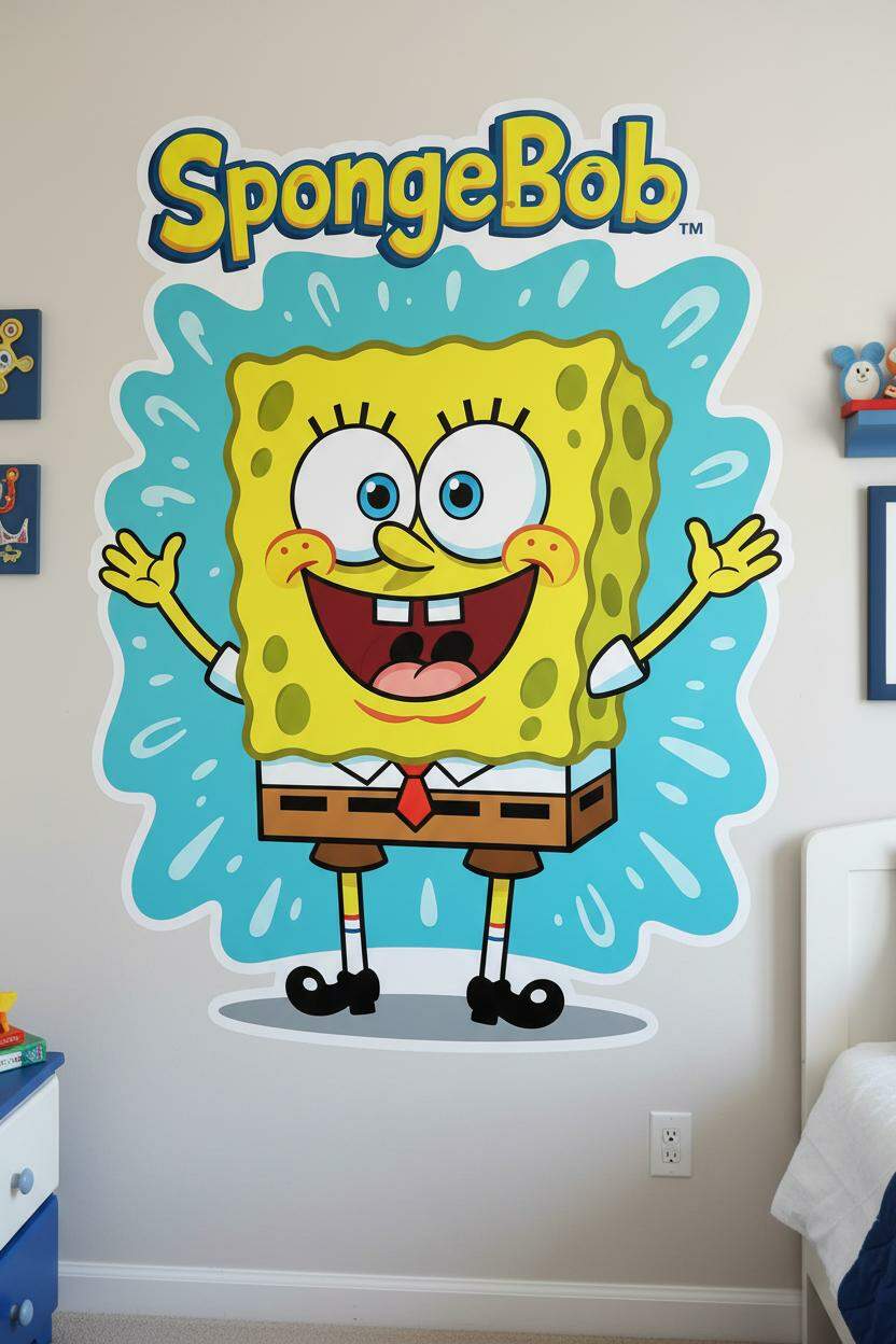 Adesivo de Parede Bob Esponja Divers�o Colorida