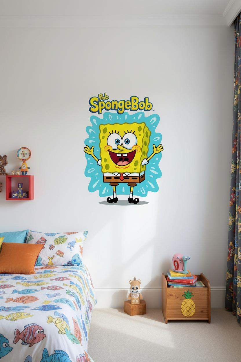 Adesivo de Parede Bob Esponja Divers�o Colorida