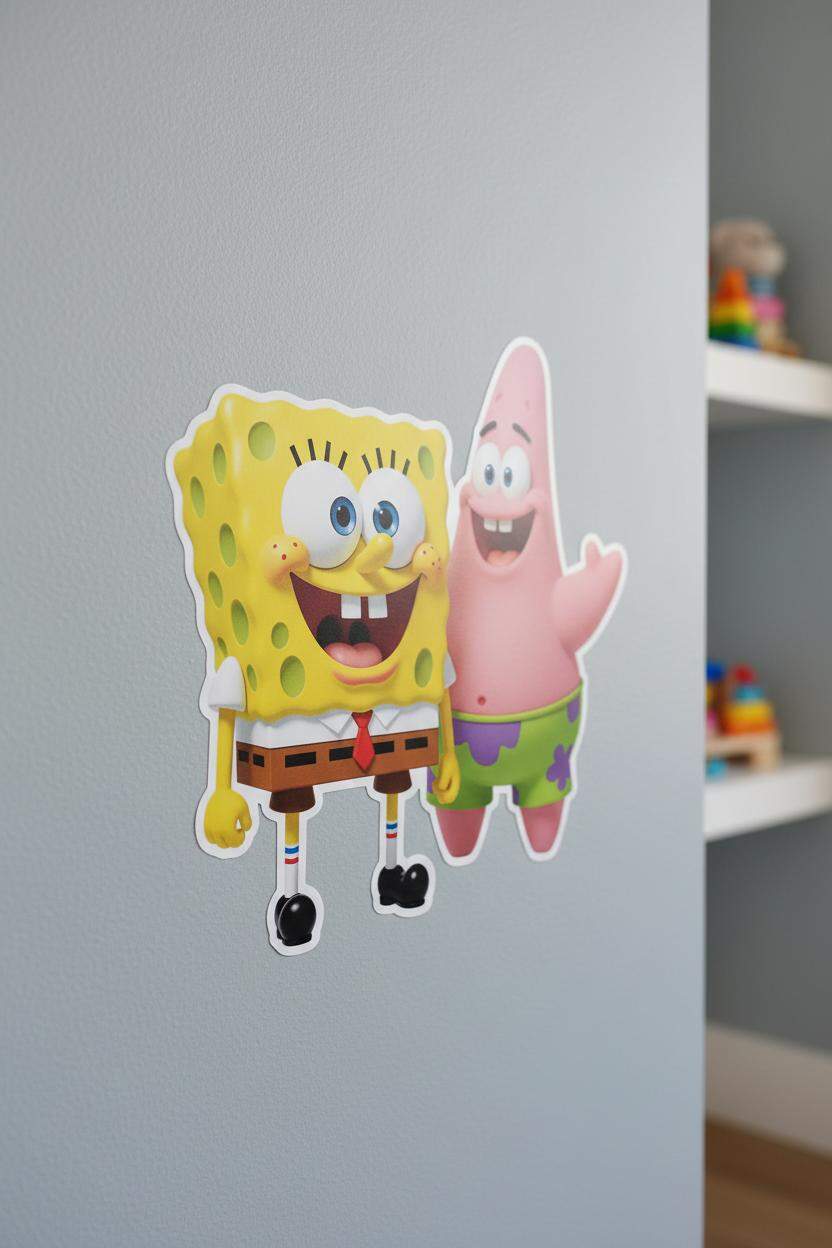 Adesivo de Parede Patrik e Bob Esponja Divers�o Aqu�tica