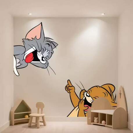 Adesivo de Parede Infantil Tom e Jerry Colorido