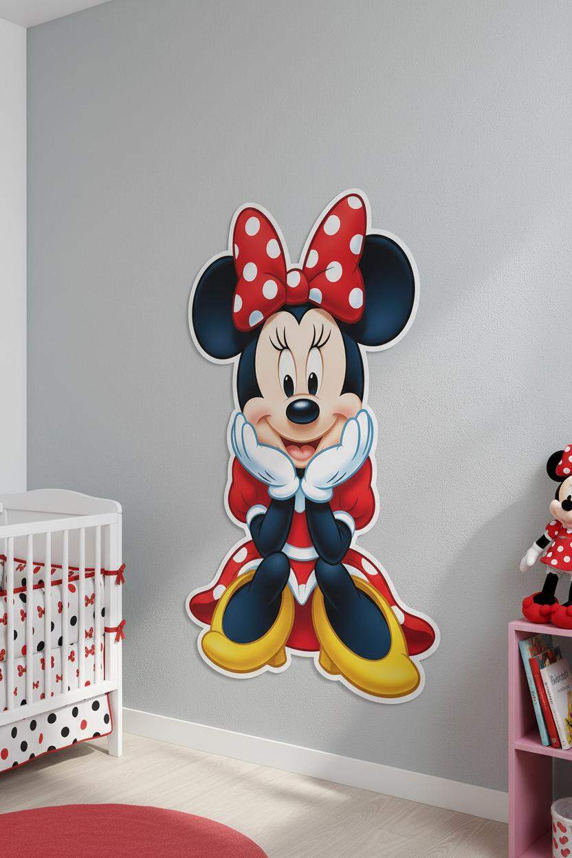Adesivo de Parede Infantil Minnie Mouse Vermelha