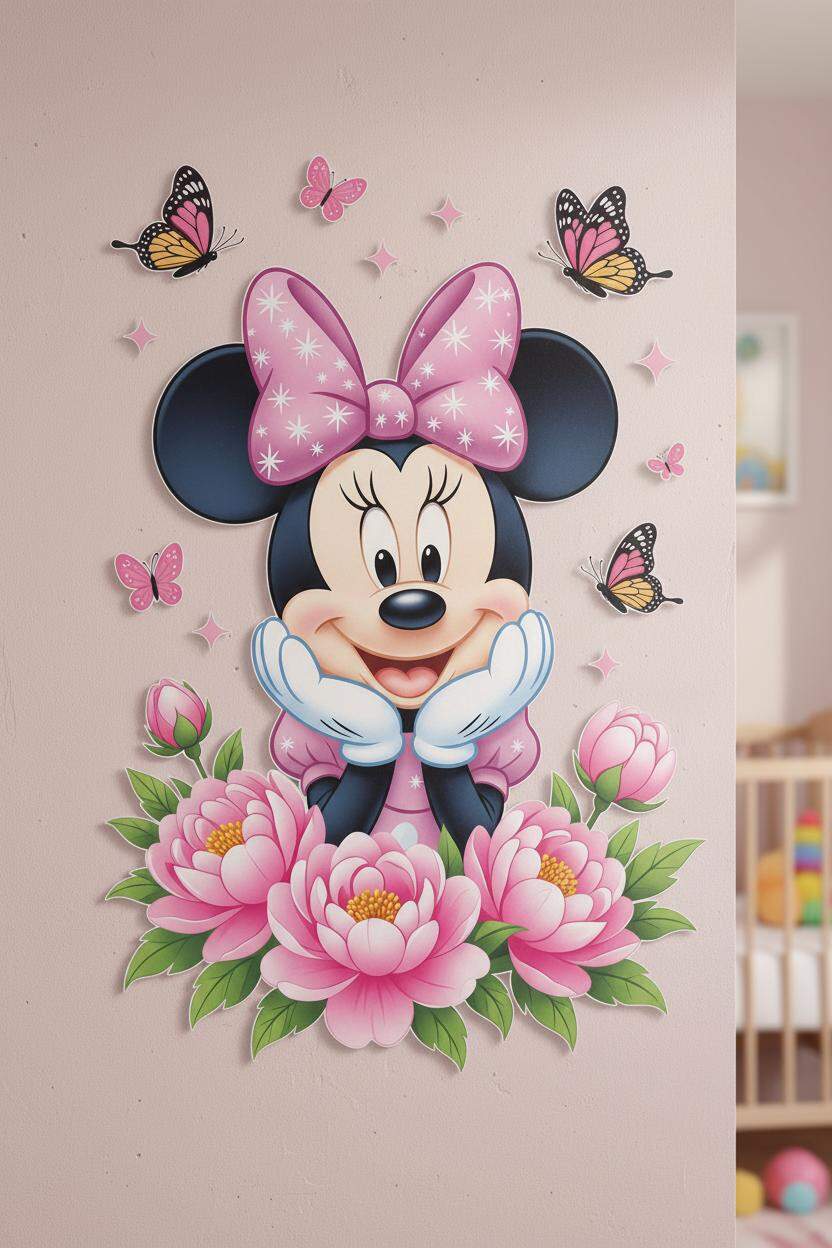 Adesivo de Parede Minnie Mouse Floral