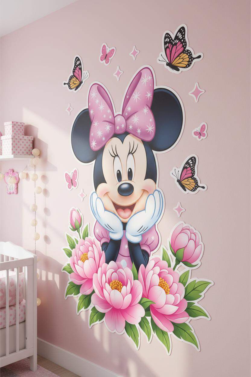 Adesivo de Parede Minnie Mouse Floral