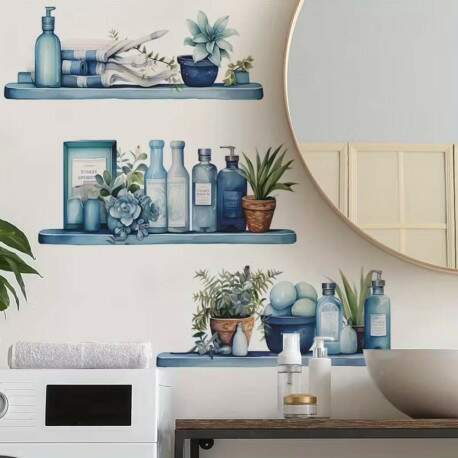 Adesivo de Parede Aquarela Azul para Banheiro