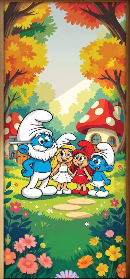Adesivo de Porta Os Smurfs