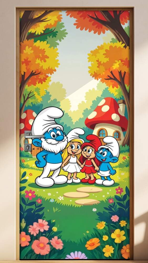 Adesivo de Porta Os Smurfs
