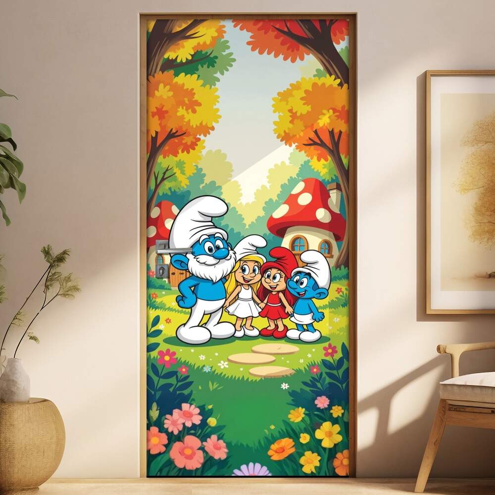 Adesivo de Porta Os Smurfs