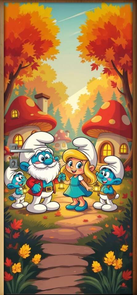Adesivo de Porta Os Smurfs