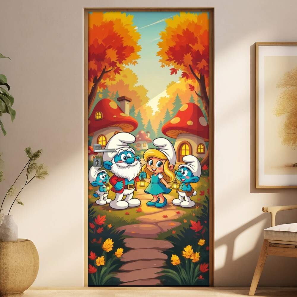 Adesivo de Porta Os Smurfs