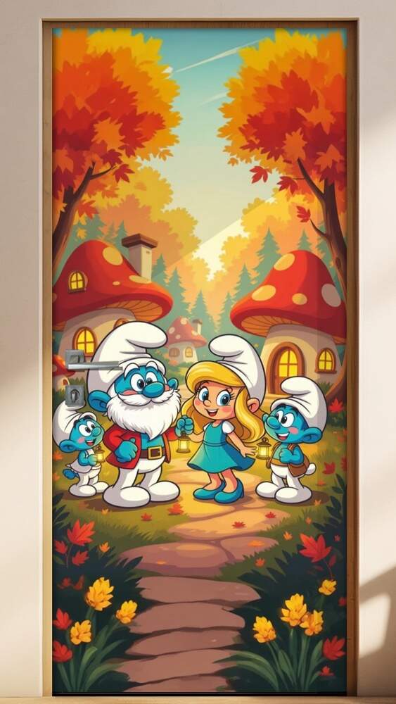 Adesivo de Porta Os Smurfs