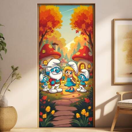 Adesivo de Porta Os Smurfs