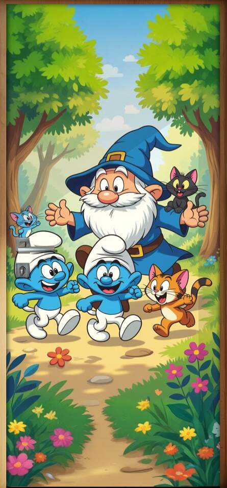 Adesivo de Porta Os Smurfs
