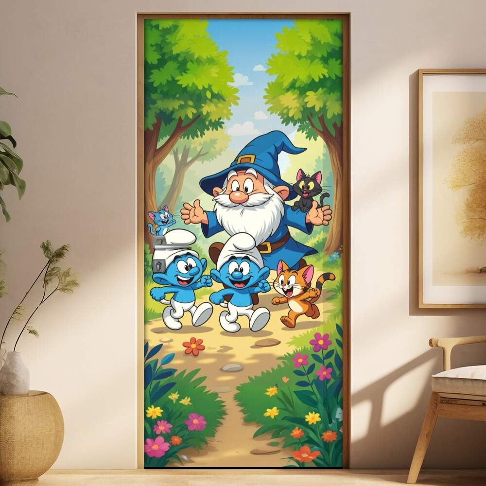 Adesivo de Porta Os Smurfs