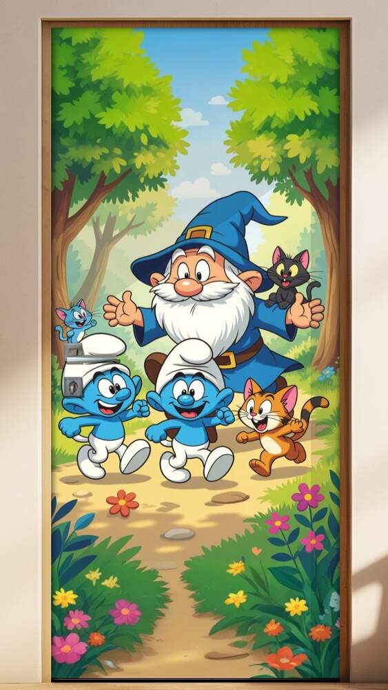 Adesivo de Porta Os Smurfs