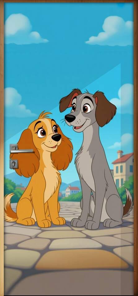 Adesivo de Porta A Dama e o Vagabundo