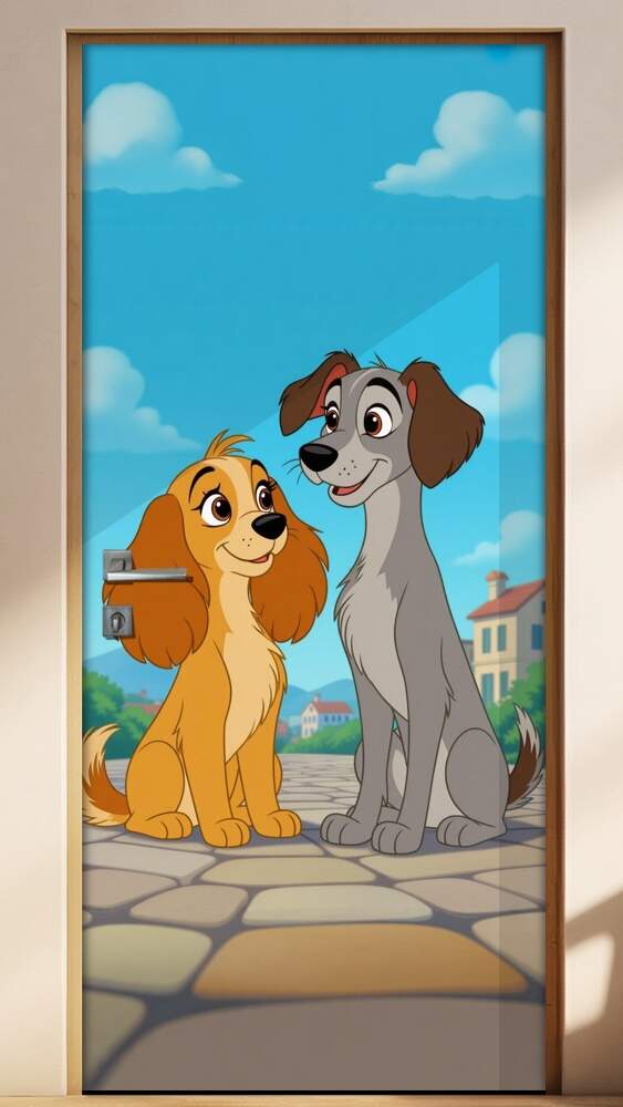 Adesivo de Porta A Dama e o Vagabundo