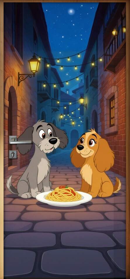 Adesivo de Porta A Dama e o Vagabundo