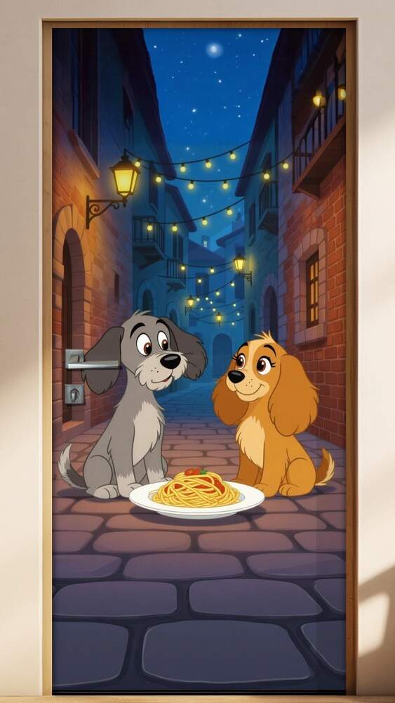 Adesivo de Porta A Dama e o Vagabundo